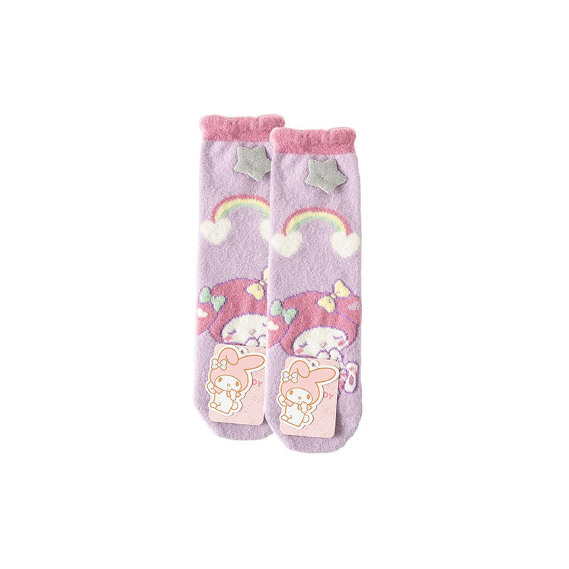 Sweetnana Cozy Crew Tube Socks for Women - Sanrio 系列新奇襪子，帶有可愛的 Sanrio 卡通圖案，溫暖柔軟加厚襪子。