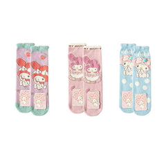 3-Pack Sanrio Series Cozy Crew Socks by Sweetnana - Cute Socks with Sanrio Cartoon Pattern, Winter Thicken Warm Tube Socks.