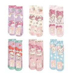 Sweetnana Cozy Crew Tube Socks for Women - Sanrio Series Novelty Socks with Cute Sanrio Cartoon Pattern, Warm Soft Thicken Socks.