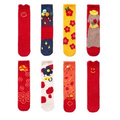 Sweetnana Cozy Tube Crew Socks for Women Festive New Year Socks Winter Thickened Warm Soft Socks