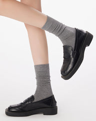 Sweetnana Cozy Wool Socks for Women, Solid Color Crew Socks, High Quality Seamless Socks, Multi Color Dress Socks.