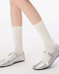 Sweetnana Cozy Wool Socks for Women, Solid Color Crew Socks, High Quality Seamless Socks, Multi Color Dress Socks.