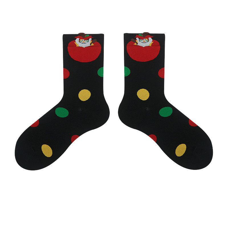 Women's Cotton Crew Socks Cartoon Pattern Cute Casual