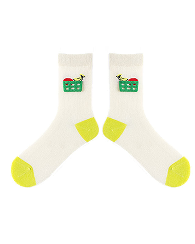 Women Cotton Crew Socks Flower Cones Kawaii Cute Casual - SWEET NANA