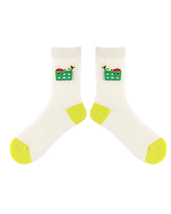 Women Cotton Crew Socks Flower Cones Kawaii Cute Casual - SWEET NANA