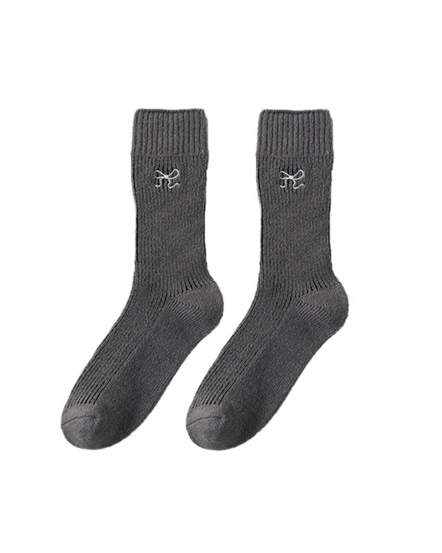 Women Sweet Bow Embroidery Crew Comfort Seamless Socks - SWEET NANA