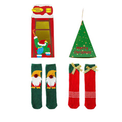 Sweetnana Festive 2-Pack Christmas Gift Box with Tube Crew Socks Holiday Stockings, Thickened Fuzzy Warm Slipper Socks, Warm Winter Cozy Socks.