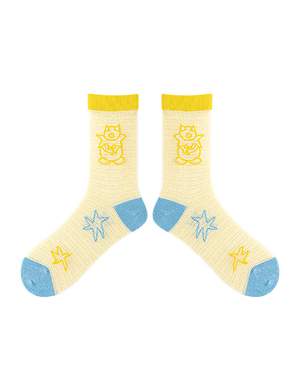 3-Pack Casual Versatile Cotton Crew Socks for Women Comfortable Cute Colorful - SWEET NANA