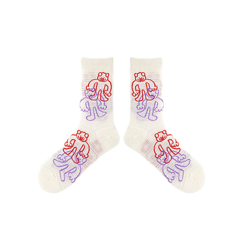 3-Pack Casual Versatile Cotton Crew Socks for Women Comfortable Cute Colorful
