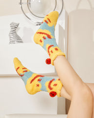 Gift Box Set Women Crew Socks Smiley Face Cozy Thick Soft Fuzzy Non Slip Socks
