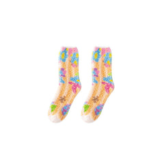 Gift Box Set Sweetnana Graffiti Series Women's Cozy Crew Socks - Winter Warm Plush Stocking, Thickened and Non-Slip,  Fuzzy Socks Soft Slipper Socks.