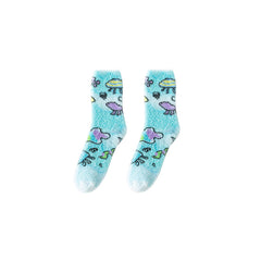 Gift Box Set Sweetnana Graffiti Series Women's Cozy Crew Socks - Winter Fuzzy Stockings, Non-Slip Slipper Socks, Colorful lovely Warm Socks.