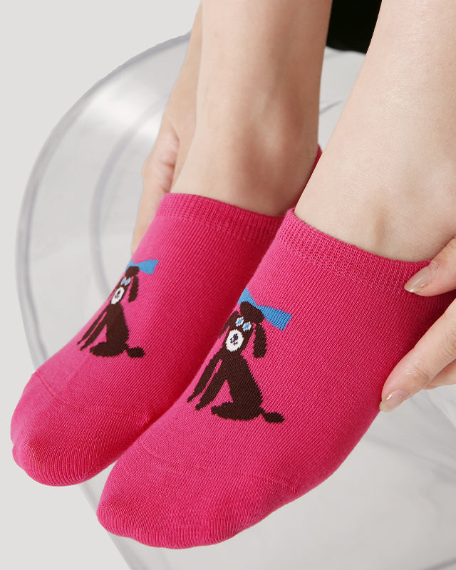 5-Pack Happy Party Series Womens No Show Socks Cotton Seamless Non Slip
