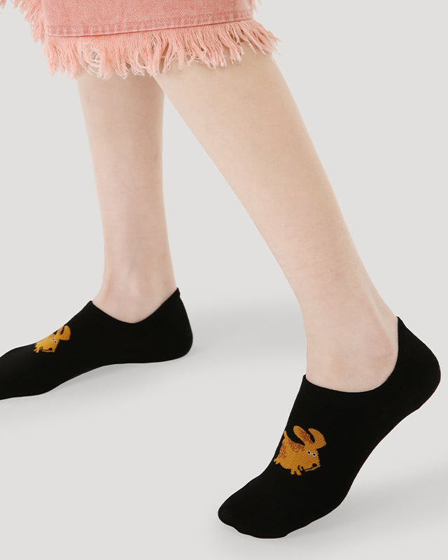 5-Pack Happy Party Series Womens No Show Socks Cotton Seamless Non Slip