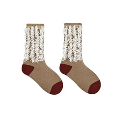 Sweetnana Kids Crew Socks for Autumn/Winter, Girls Dress Socks with Tassel Design Filled the Design Feeling.