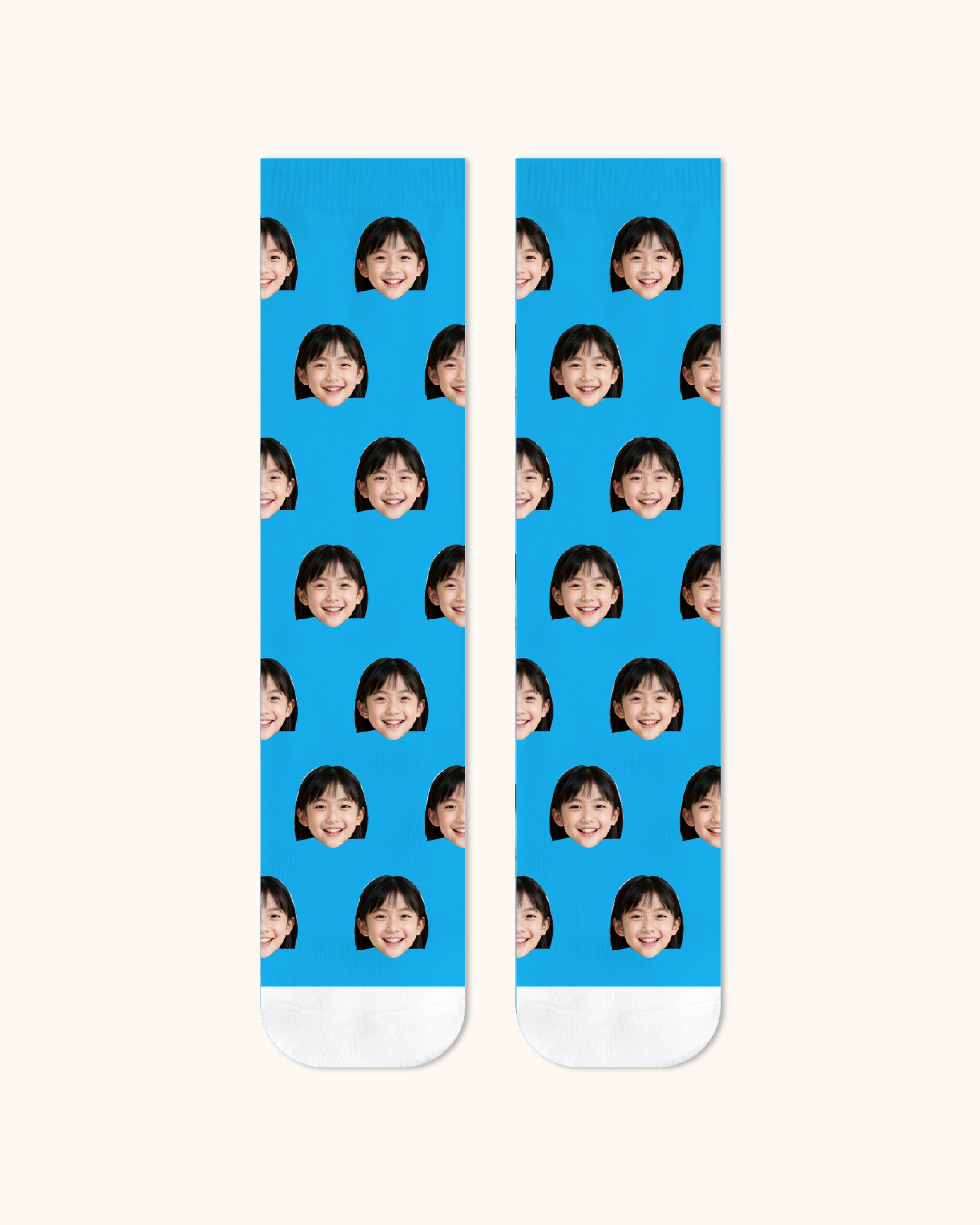 Kids Custom Portrait Face Crew Socks Personalized Photo Socks Gift White Toe - SWEET NANA