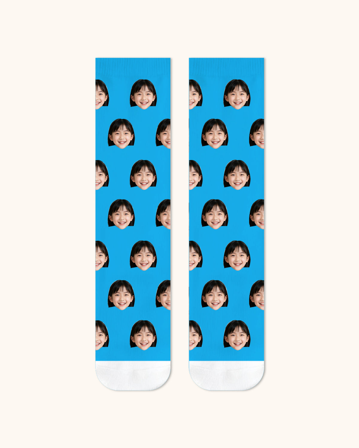 キッズカスタムポートレートフェイスクルーソックス パーソナライズドフォトソックス 友達へのギフト ホワイトトゥ