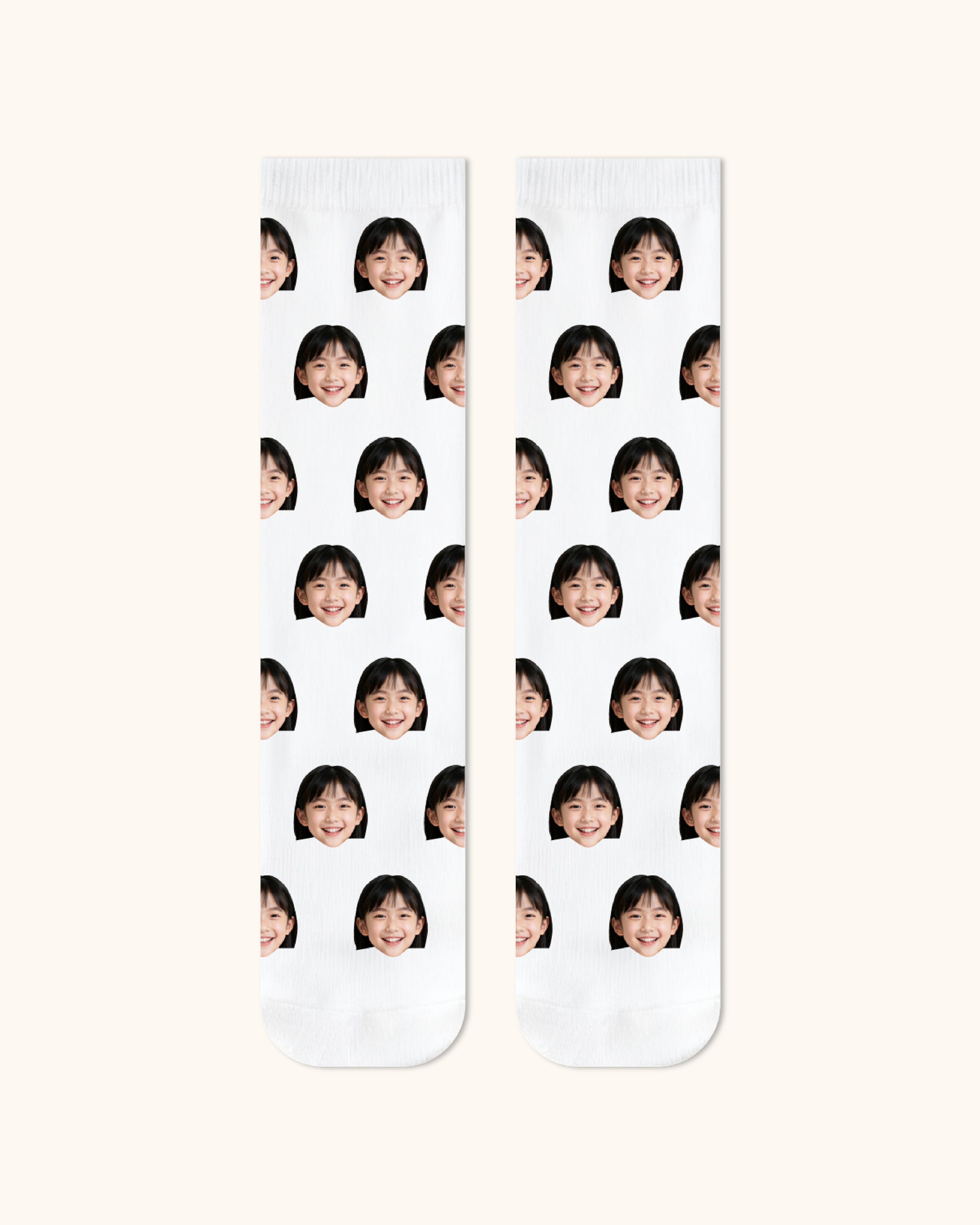 Kids Custom Portrait Face Crew Socks Personalized Photo Socks Gift White Toe - SWEET NANA