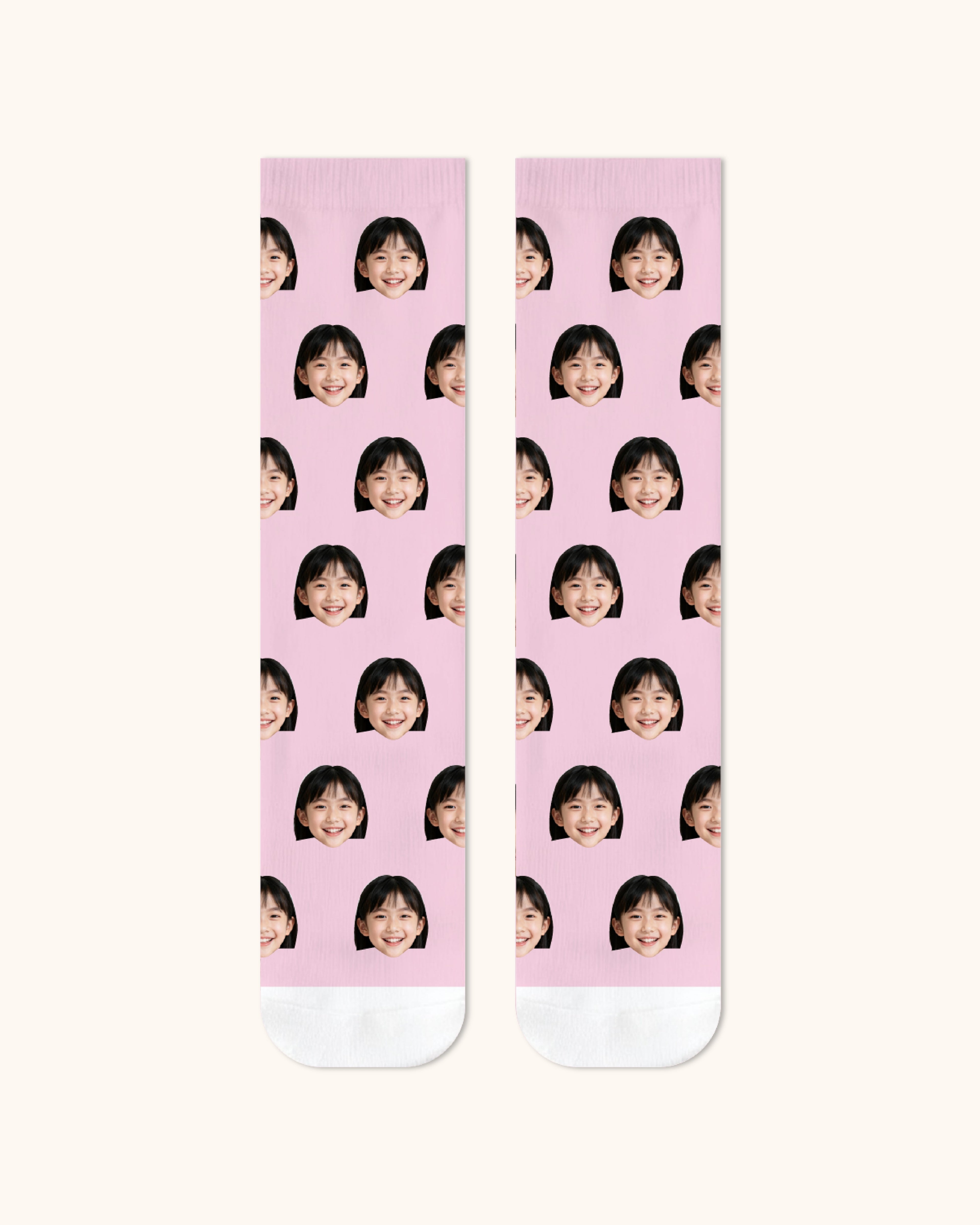 Kids Custom Portrait Face Crew Socks Personalized Photo Socks Gift White Toe - SWEET NANA