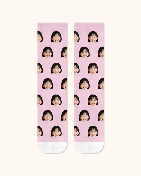 Kids Custom Portrait Face Crew Socks Personalized Photo Socks Gift White Toe - SWEET NANA