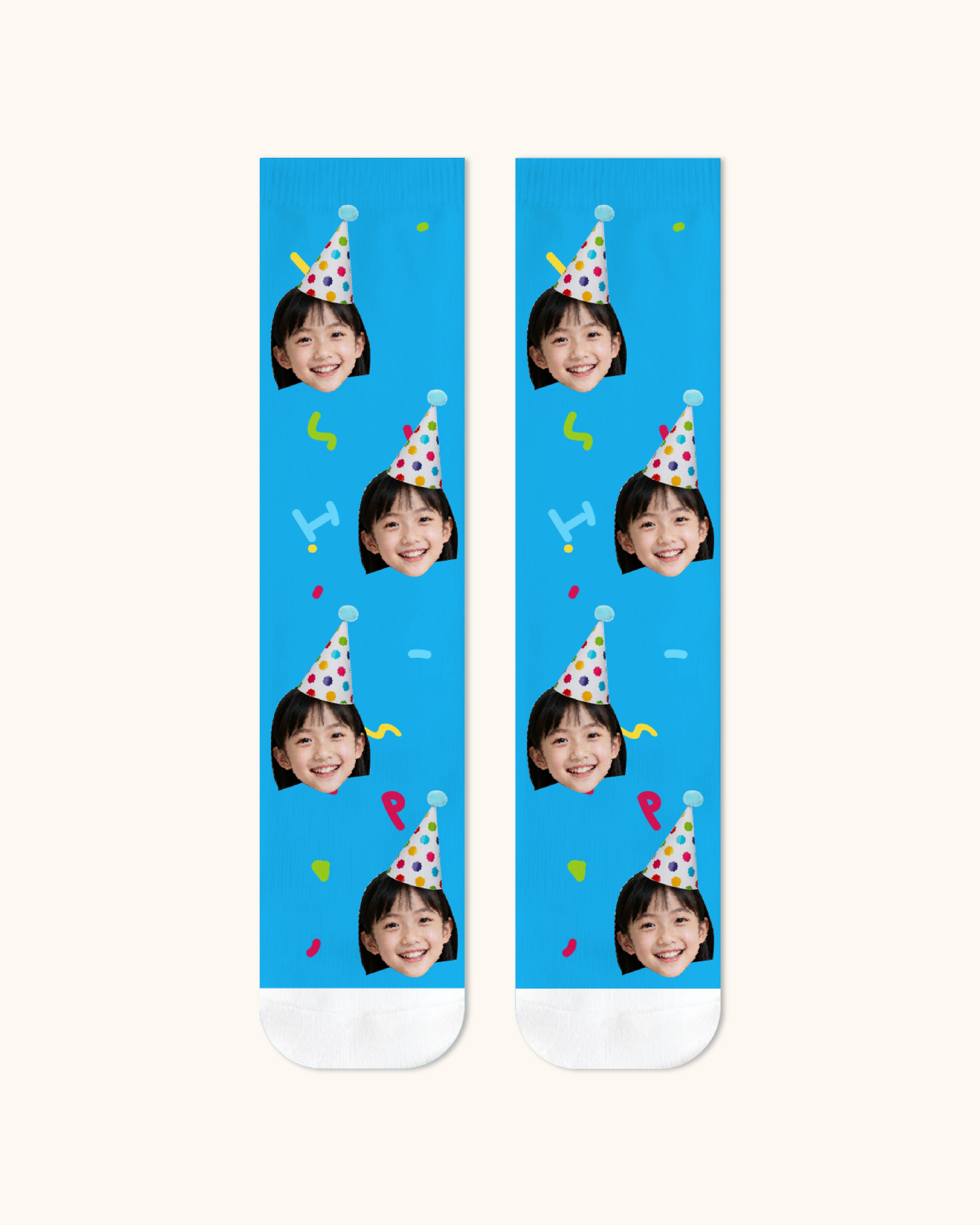 Kids Custom Portrait Face Crew Socks Personalized Photo Socks Gift White Toe - SWEET NANA