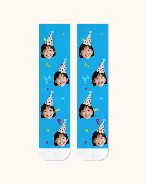 Kids Custom Portrait Face Crew Socks Personalized Photo Socks Gift White Toe - SWEET NANA