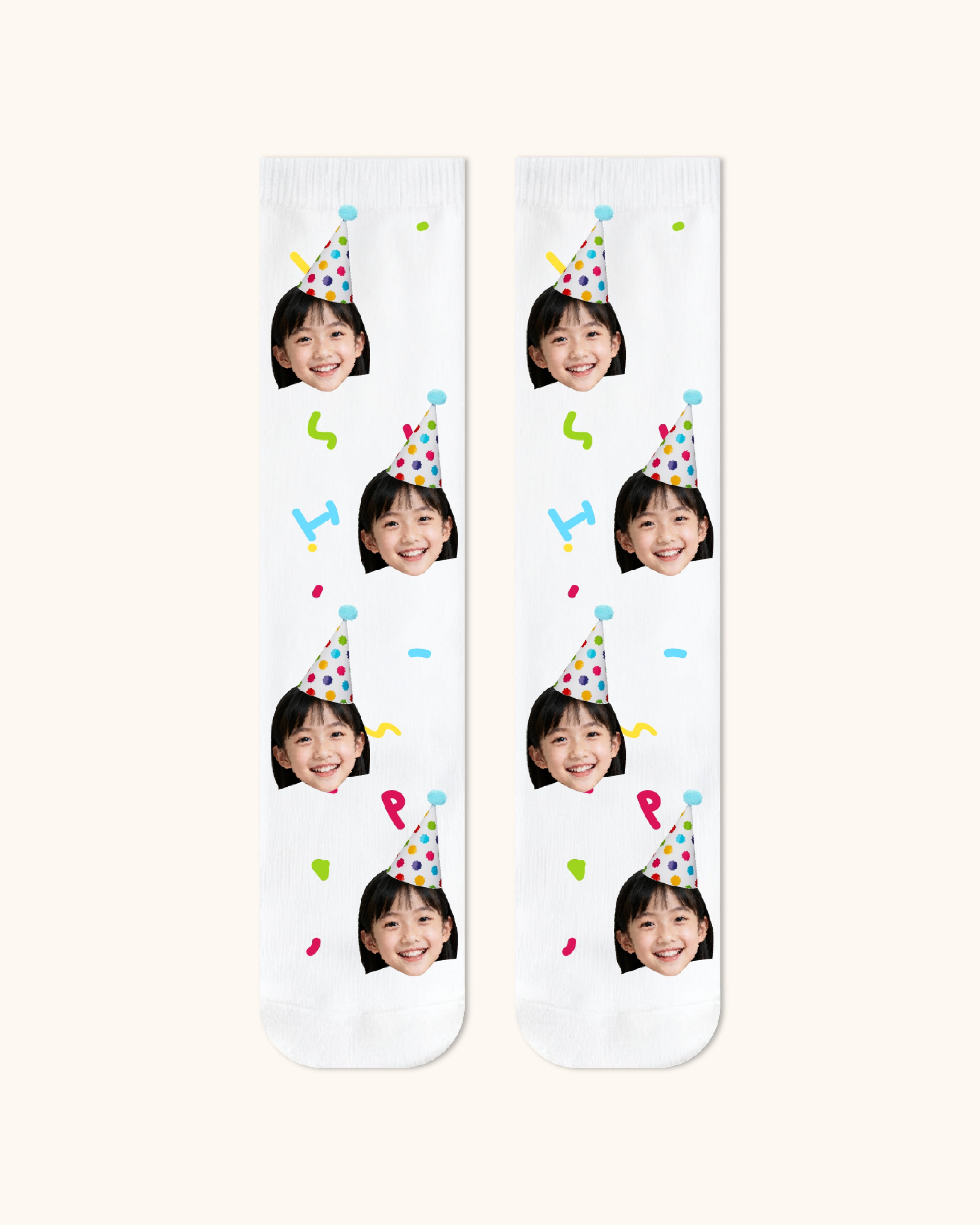 Kids Custom Portrait Face Crew Socks Personalized Photo Socks Gift White Toe - SWEET NANA