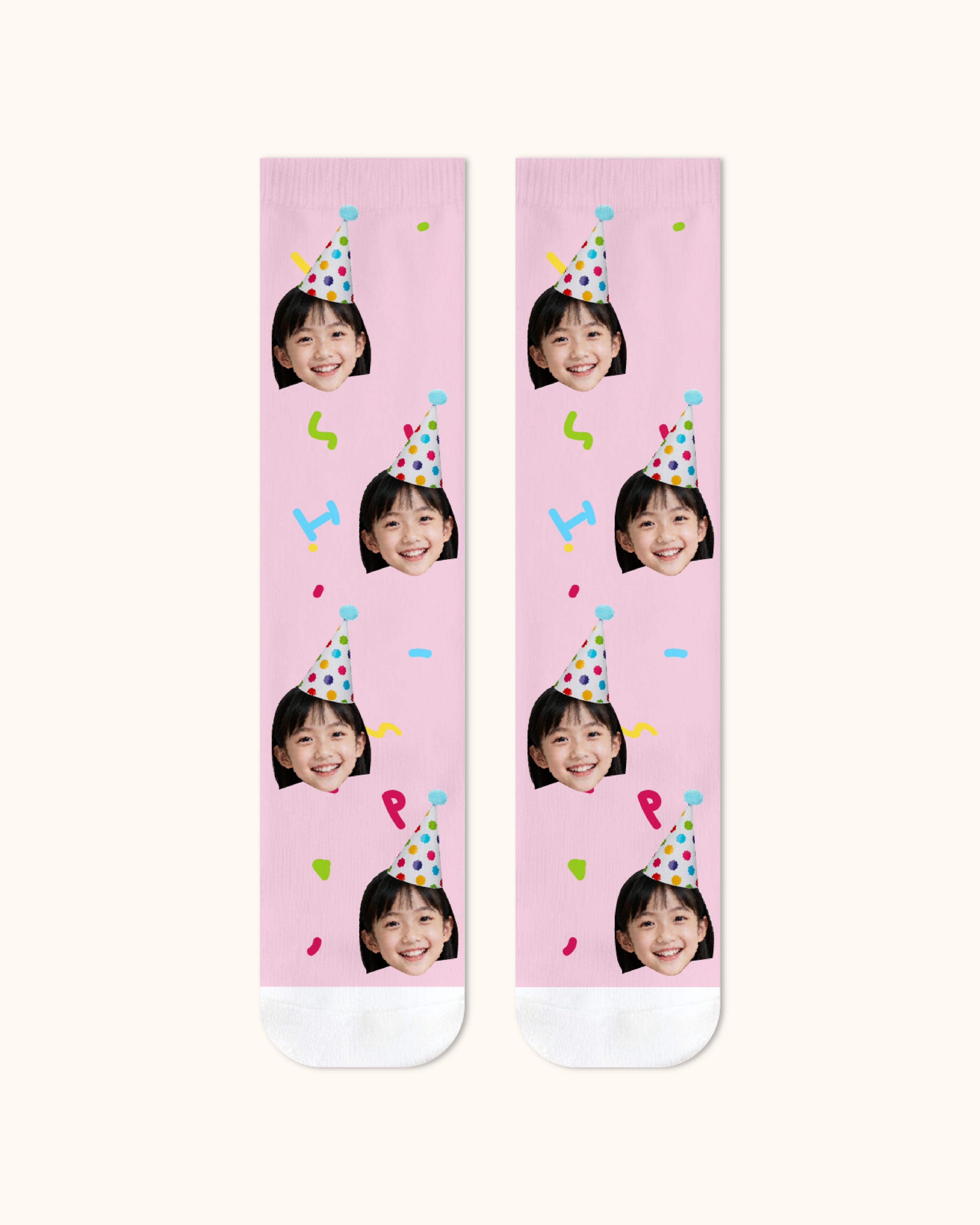 Kids Custom Portrait Face Crew Socks Personalized Photo Socks Gift White Toe - SWEET NANA