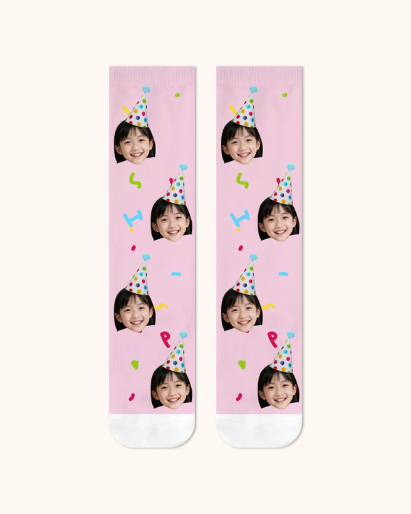 Kids Custom Portrait Face Crew Socks Personalized Photo Socks Gift White Toe - SWEET NANA
