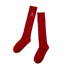 Sweetnana Knee High Socks for Women Red New Year Socks Combed Cotton Seamless Toe Tall Long High Socks