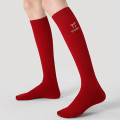 Sweetnana Knee High Socks for Women Red New Year Socks Combed Cotton Seamless Toe Tall Long High Socks