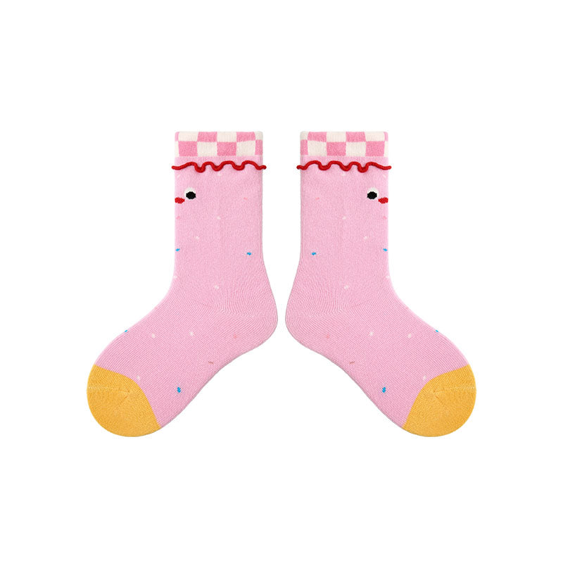 4-Pack Layer Cake Series Kids Socks Girls Cotton Cartoon Crew Socks