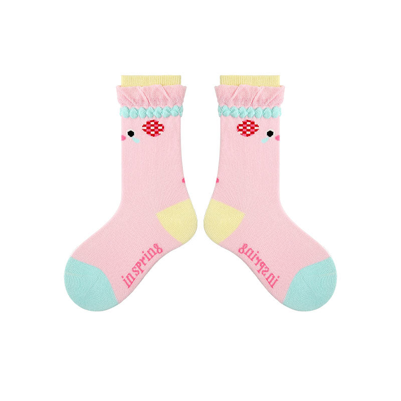 4-Pack Layer Cake Series Kids Socks Girls Cotton Cartoon Crew Socks