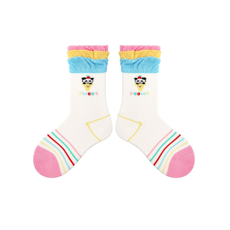 4-Pack Layer Cake Series Kids Socks Girls Cotton Cartoon Crew Socks