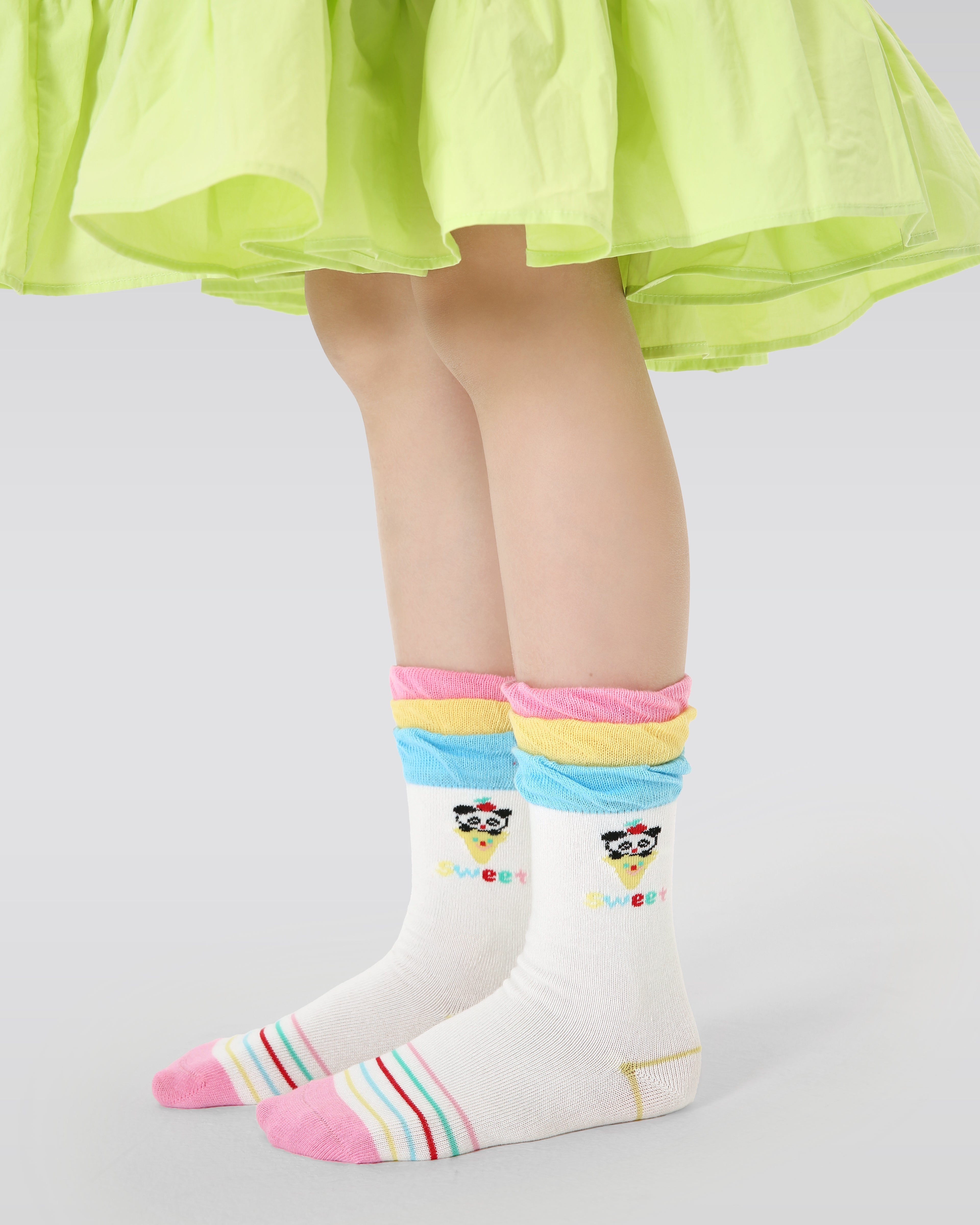 4-Pack Layer Cake Series Kids Socks Girls Cotton Cartoon Crew Socks