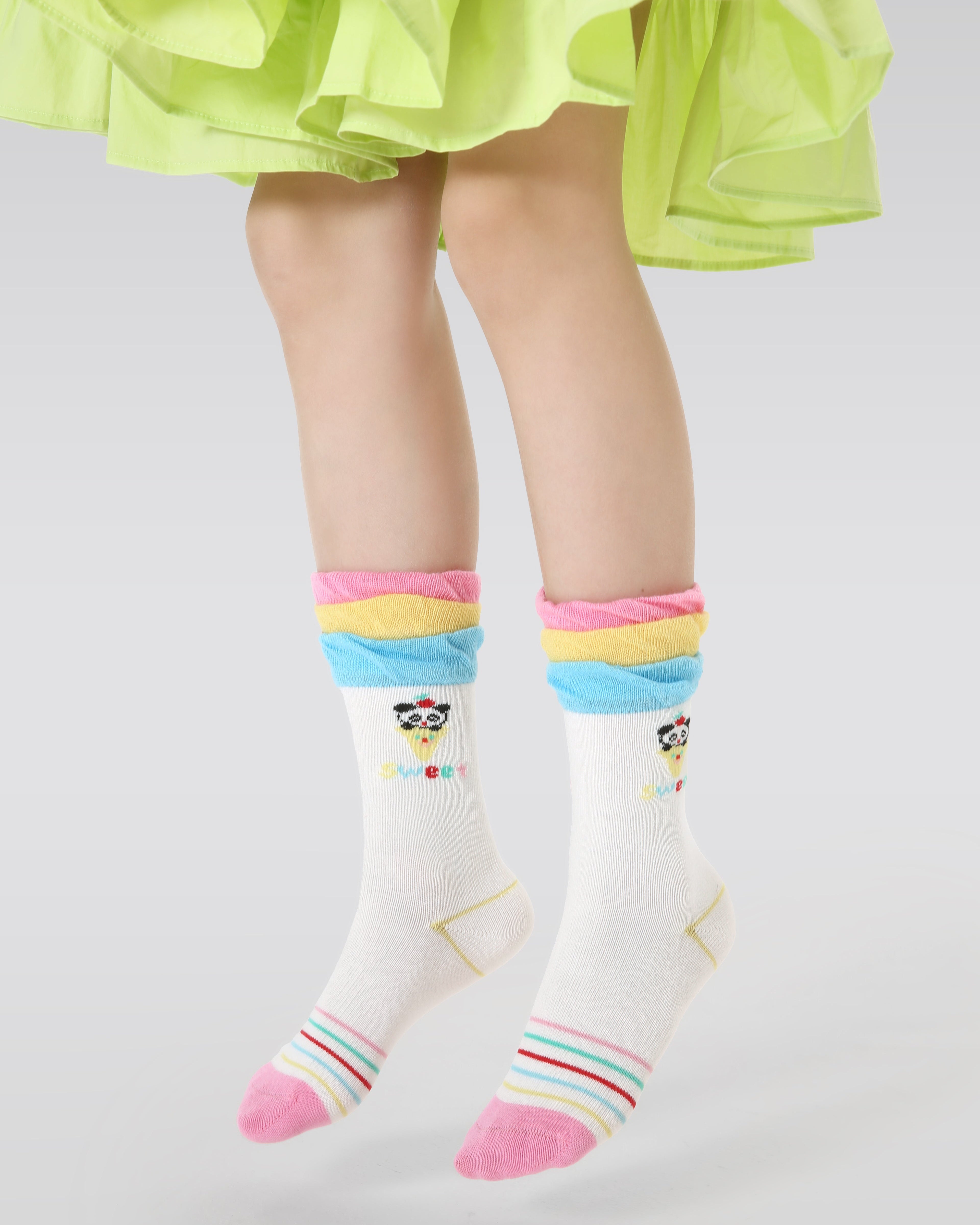 4-Pack Layer Cake Series Kids Socks Girls Cotton Cartoon Crew Socks
