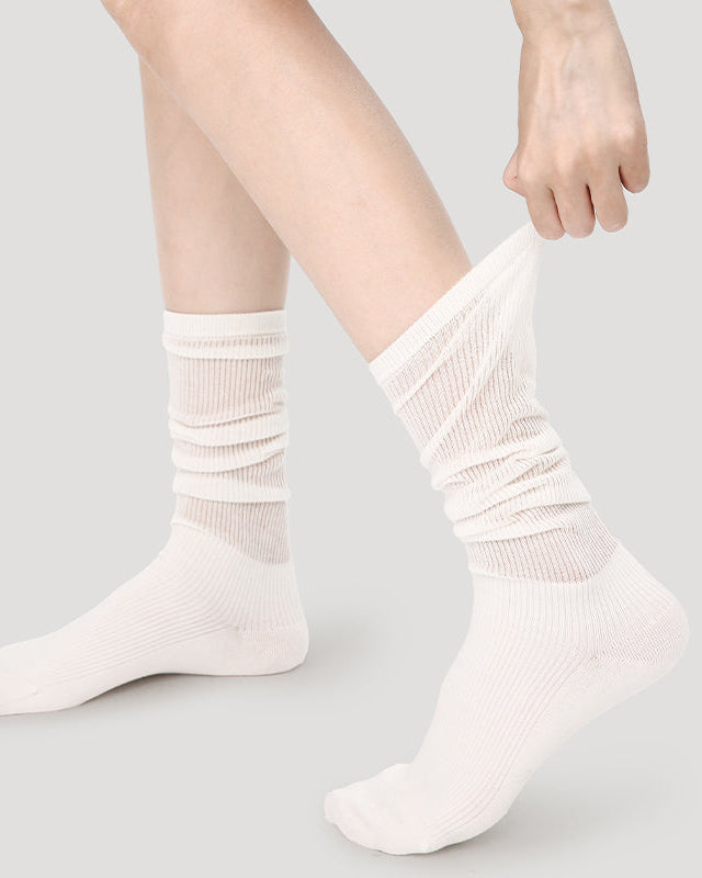 Women's Lolita Cotton Knee High Socks Seamless Cutout Stripe Mesh Breathable