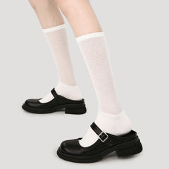 Sweetnana Lolita Style Cotton Calf Seamless Socks, Elegant Cutout Stripe Design, Breathable, Comfort, Women's Mesh Pile Socks for Spring/Summer.