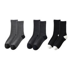 Sweetnana 3-Pack Men's Color-Block Casual Socks Cotton Crew Socks Comfortable Seamless Socks