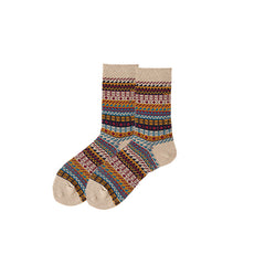 Sweetnana Men's Ethnic Style Casual Socks, Autumn and Winter Warm Socks, Cotton Crew Socks