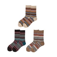 Sweetnana Men's Ethnic Style Casual Socks, Autumn and Winter Warm Socks, Cotton Crew Socks