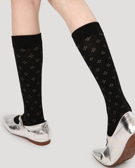 Sweetnana Spring/Summer Mesh Cotton Seamless Socks, Hollow Pattern Design, Thin Calf Socks, Comfort, Breathable.