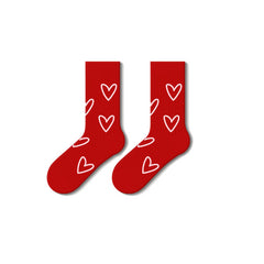 Sweetnana New Year Red Socks Women's Crew Cotton Socks Fashion Versatile Socks Cozy Seamless Socks