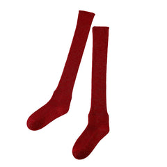 Sweetnana Red Solid Color Socks for Women Knee High Socks Pile Socks Perfect for New Year Festive Socks