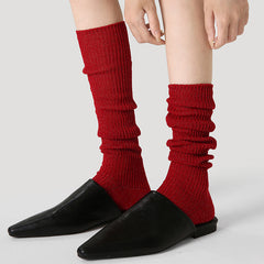 Sweetnana Red Solid Color Socks for Women Knee High Socks Pile Socks Perfect for New Year Festive Socks