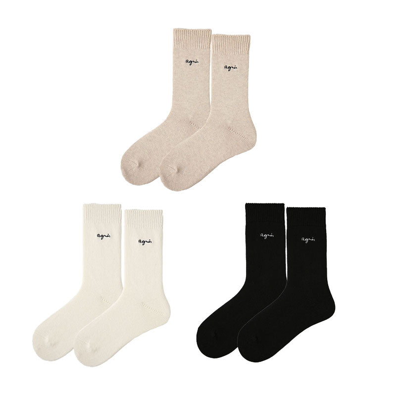 3-Pack Women's Cotton Crew Socks Essential Neutrals Letter Casual