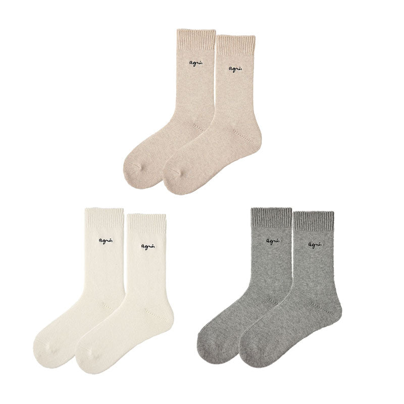 3-Pack Women's Cotton Crew Socks Essential Neutrals Letter Casual