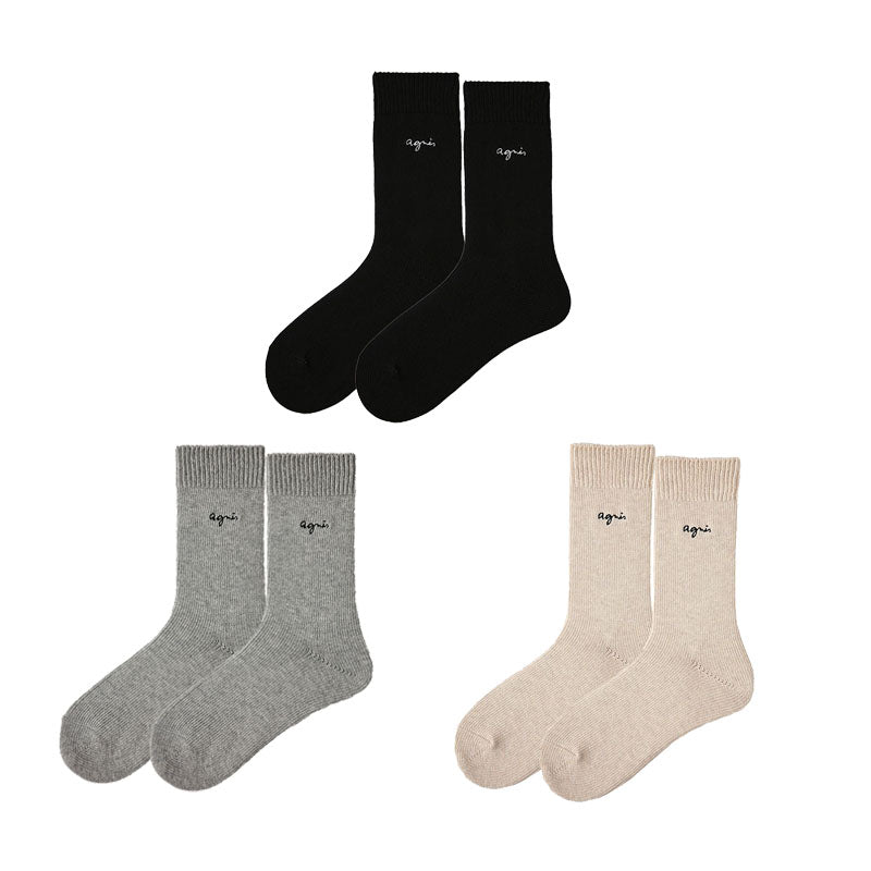 3-Pack Women's Cotton Crew Socks Essential Neutrals Letter Casual
