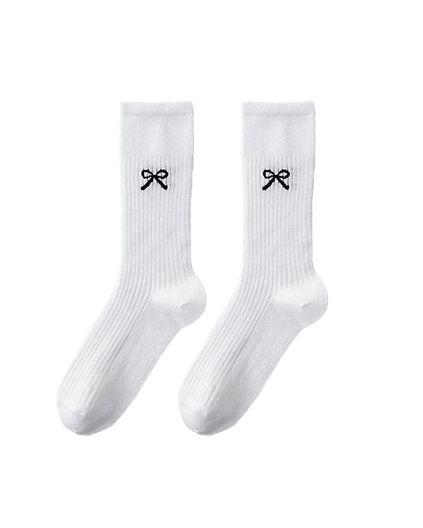 Slouch Socks with Bow Print Crew Socks Ballet Style Thin Cotton - SWEET NANA
