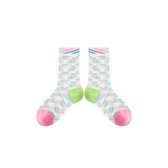 Sweetnana Spring/Summer 5-Pack "Colorful Candies" Series women's Stockings, Stripes and Dots Design, Cotton Crew Socks, Ultra Thin, Seamless Socks,Casual Wear and Cozy Comfort All Day Long.